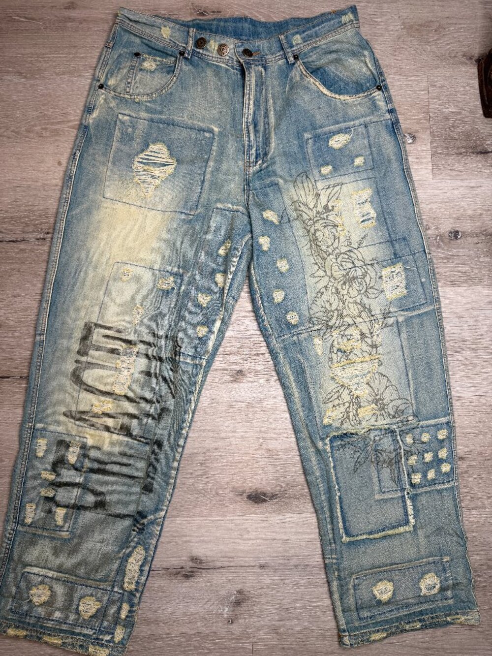 Jaded Gypsy Peace Distressed Jeans S/M